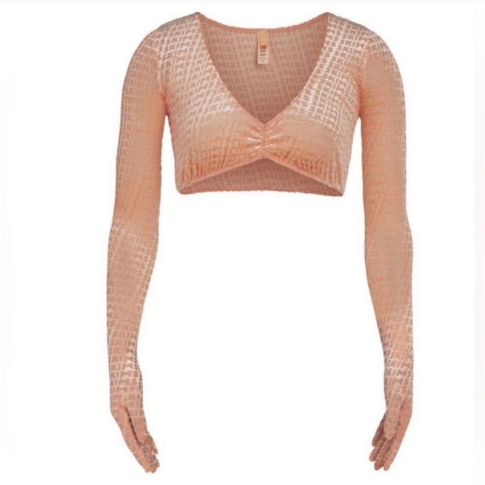 SKIMS Peach Long Sleeve Crop Top